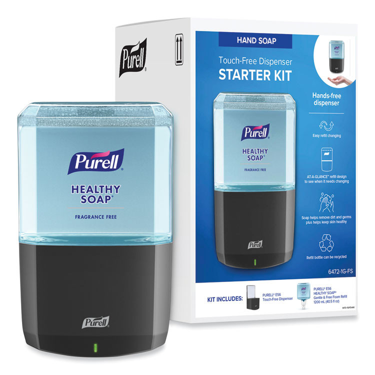GO-JO INDUSTRIES PURELL® 64721GFS HEALTHY SOAP Gentle and Free Foam ES6 Starter Kit, 1,200 mL, Graphite