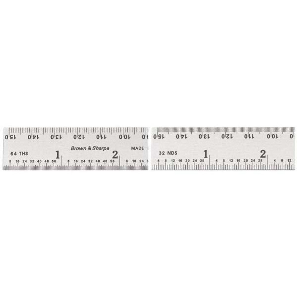 TESA Brown & Sharpe 599-313-621 Steel Rule: 6" OAL, English & Metric Graduation, Rigid, 3/4" OAW