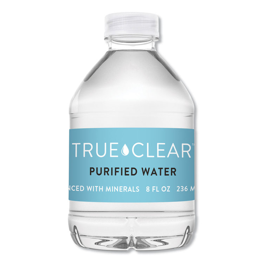 TRUE CLEAR 8OZ24CT Purified Bottled Water, 8 oz Bottle, 24 Bottles/Carton