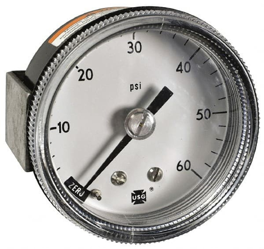 Ametek 138029A Pressure Gauge: 3-1/2" Dial, 1/4" Thread, U-Clamp & Center Back Mount