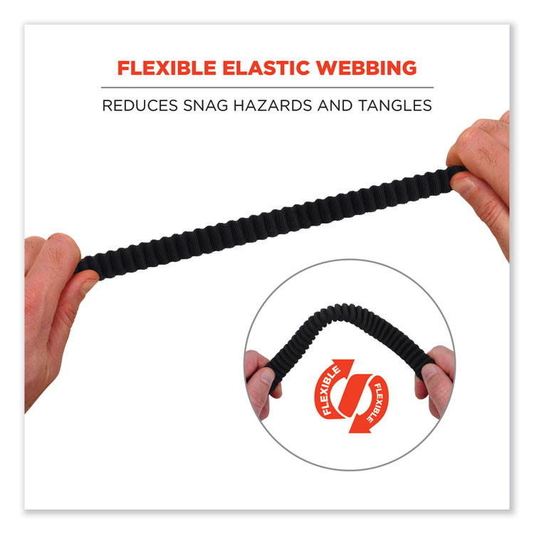 TENACIOUS HOLDINGS, INC. ergodyne® 19005 Squids 3105 Tool Lanyard with Aluminum Carabiner + Cinch-Loop, 15 lb Max Working Capacity, 32" to 48" Long, Black