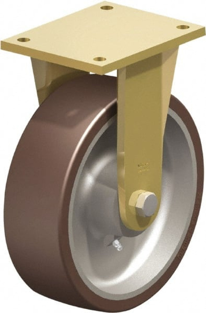 Blickle 742641 Rigid Top Plate Caster: Polyurethane-Elastomer Blickle Besthane, 10" Wheel Dia, 3-9/64" Wheel Width, 3,960 lb Capacity, 12" OAH