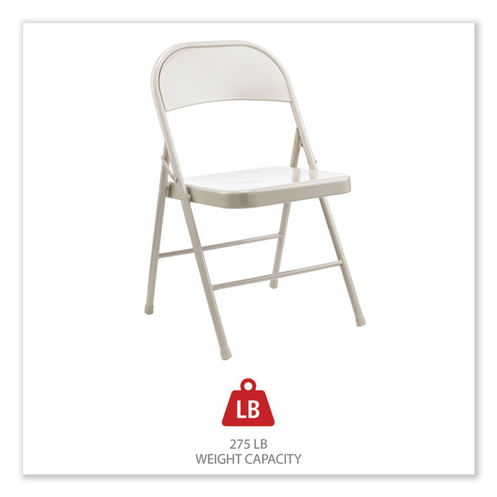 ALERA CA944 Armless Steel Folding Chair, Supports Up to 275 lb, Taupe Seat, Taupe Back, Taupe Base, 4/Carton