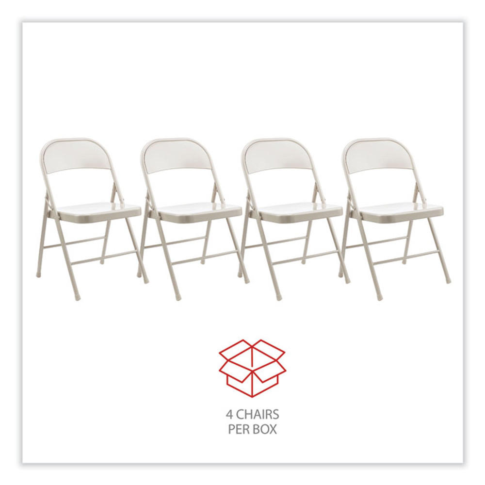 ALERA CA944 Armless Steel Folding Chair, Supports Up to 275 lb, Taupe Seat, Taupe Back, Taupe Base, 4/Carton