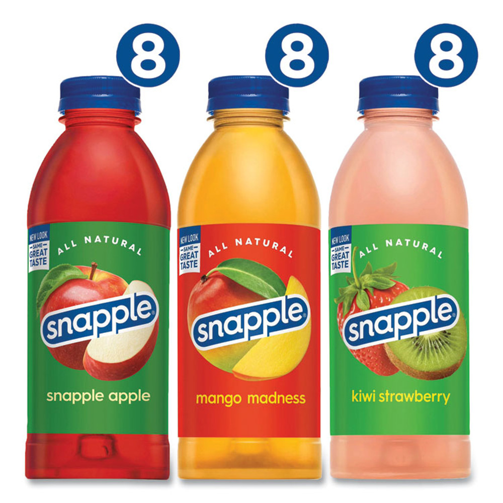 DR PEPPER SNAPPLE GROUP, INC. 22000813 Juice Drink Variety Pack, Snapple Apple, Kiwi Strawberry, Mango Madness, 20 oz Bottle, 24/Carton