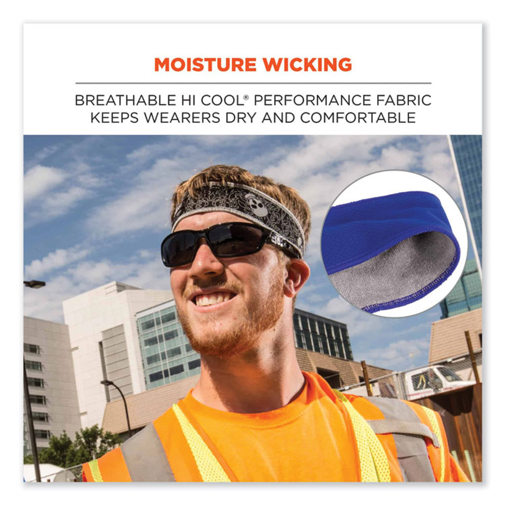 TENACIOUS HOLDINGS, INC. ergodyne® 12425 Chill-Its 6605 High-Performance Terry Cloth Sweatband, Cotton Terry Cloth, One Size Fits Most, Blue