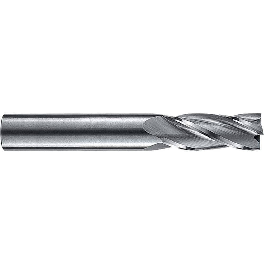 RobbJack NR-404-03 Square End Mill: 3/32'' Dia, 3/8'' LOC, 1/8'' Shank Dia, 1-1/2'' OAL, 4 Flutes, Solid Carbide