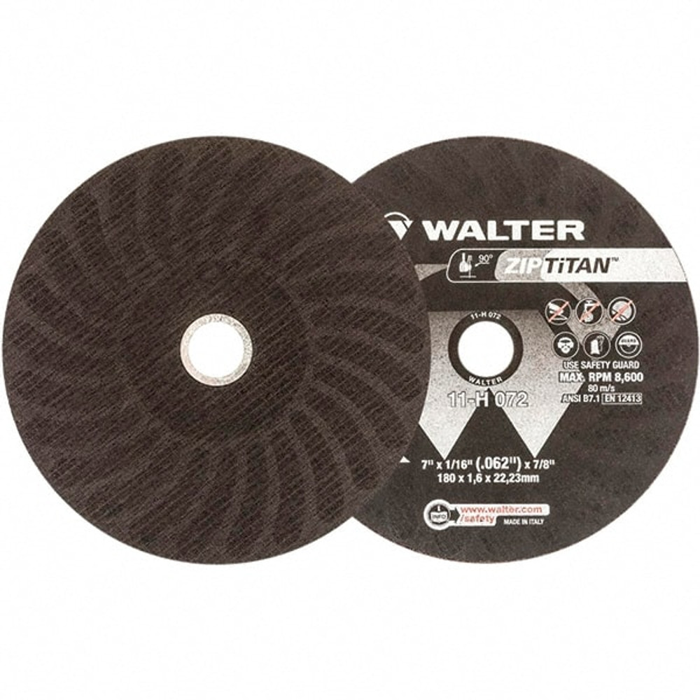 WALTER Surface Technologies 11H072 Cut-Off Wheel: 7" Dia, 1/16" Thick, 7/8" Hole, Aluminum Oxide
