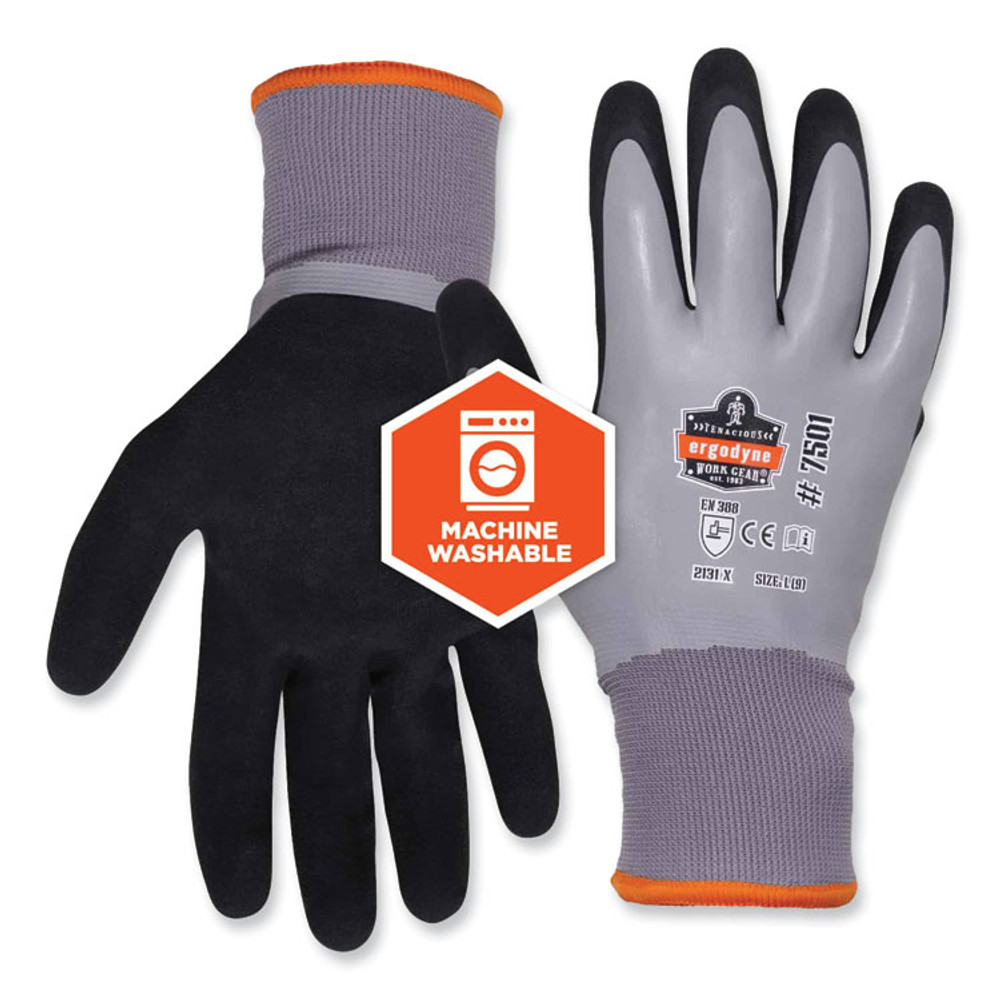TENACIOUS HOLDINGS, INC. ergodyne® 17936 ProFlex 7501-CASE Coated Waterproof Winter Gloves, EN388: 2131X, 11" Long, XX-Large, Gray, 144 Pairs/Carton
