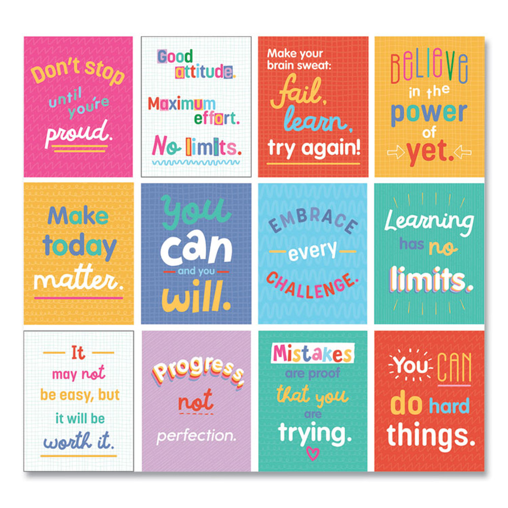 CARSON-DELLOSA EDUCATION 106009 Mini Posters, Growth Mindset Quotes, 8.5 x 11, 12/Set