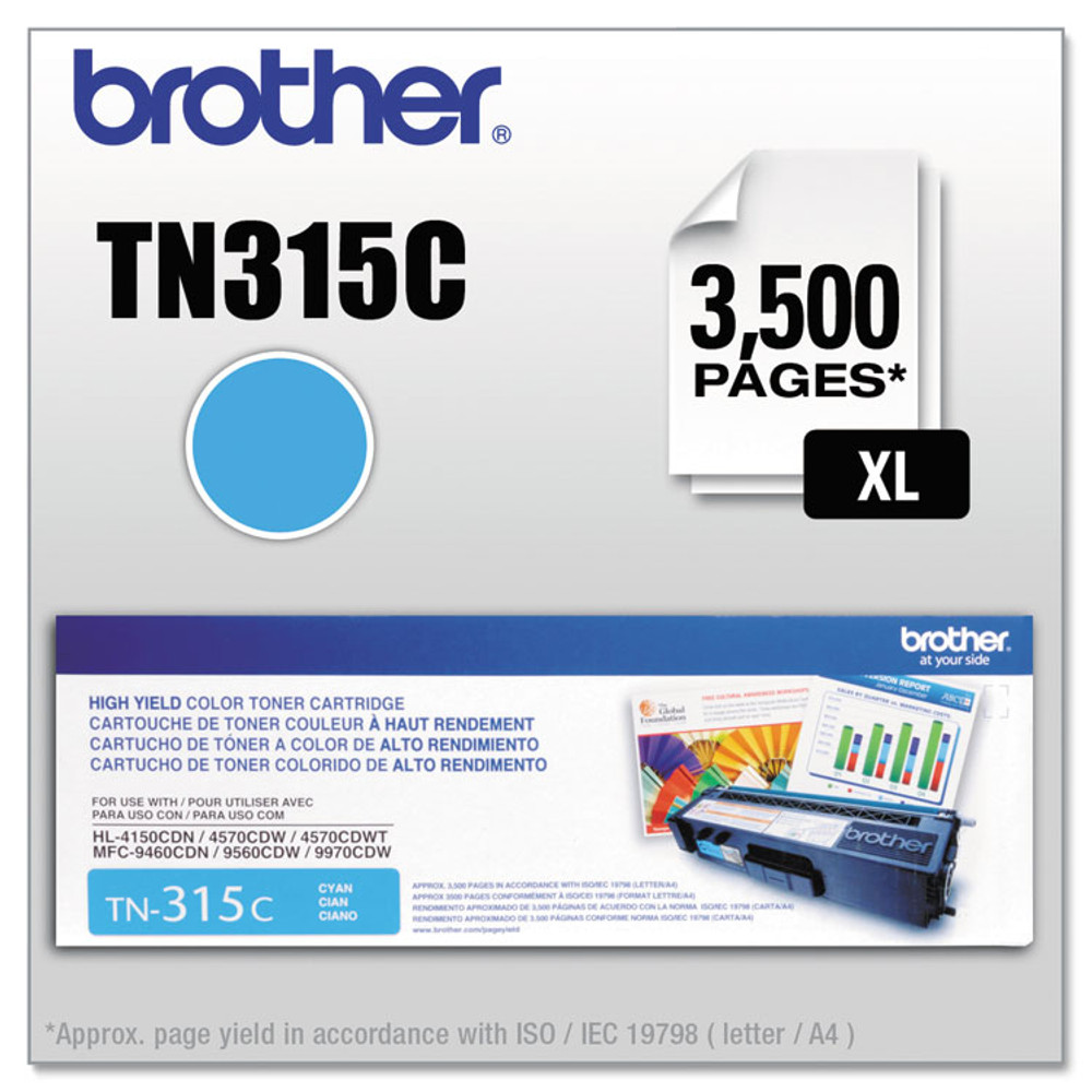 BROTHER INTL. CORP. TN315C TN315C High-Yield Toner, 3,500 Page-Yield, Cyan