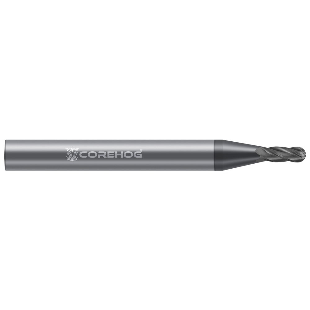 Corehog C16327 Ball End Mills; Mill Diameter (Inch): 3/32 ; Mill Diameter (Decimal Inch): 0.0930 ; Number Of Flutes: 4 ; End Mill Material: Solid Carbide ; End Type: Single ; Coating/Finish: DLC