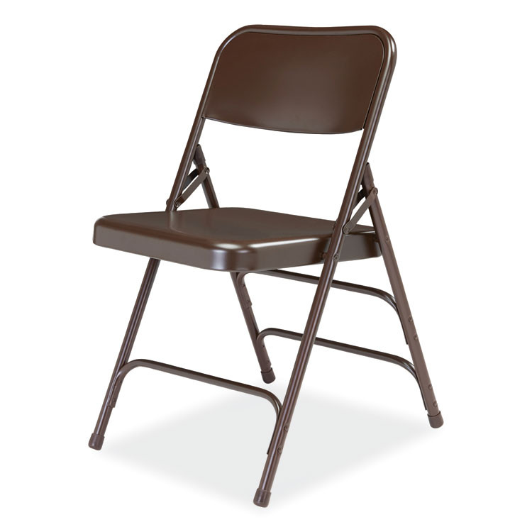 NATIONAL PUBLIC SEATING NPS® 303 300 Series Deluxe All-Steel Triple Brace Folding Chair, Supports Up to 480 lb, 17.25" Seat Height, Brown, 4/Carton