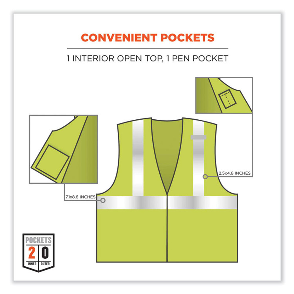 TENACIOUS HOLDINGS, INC. ergodyne® 21497 GloWear 8260FRHL Class 2 FR Safety Hook and Loop Vest, Modacrylic/Kevlar, 2X-Large/3X-Large, Lime