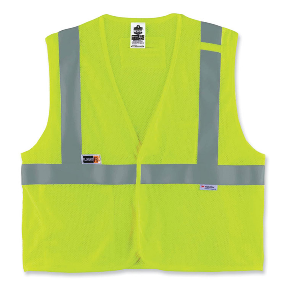 TENACIOUS HOLDINGS, INC. ergodyne® 21497 GloWear 8260FRHL Class 2 FR Safety Hook and Loop Vest, Modacrylic/Kevlar, 2X-Large/3X-Large, Lime
