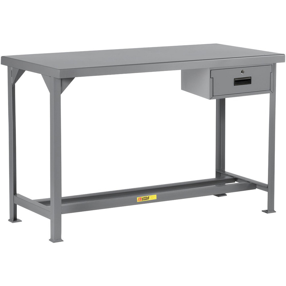 Little Giant. WST1-2460-36-DR Stationary Work Benches, Tables; Bench Style: Welded Work Table ; Edge Type: Square ; Leg Style: 4-Leg; Fixed ; Depth (Inch): 60in ; Color: Gray ; Maximum Height (Inch): 36in