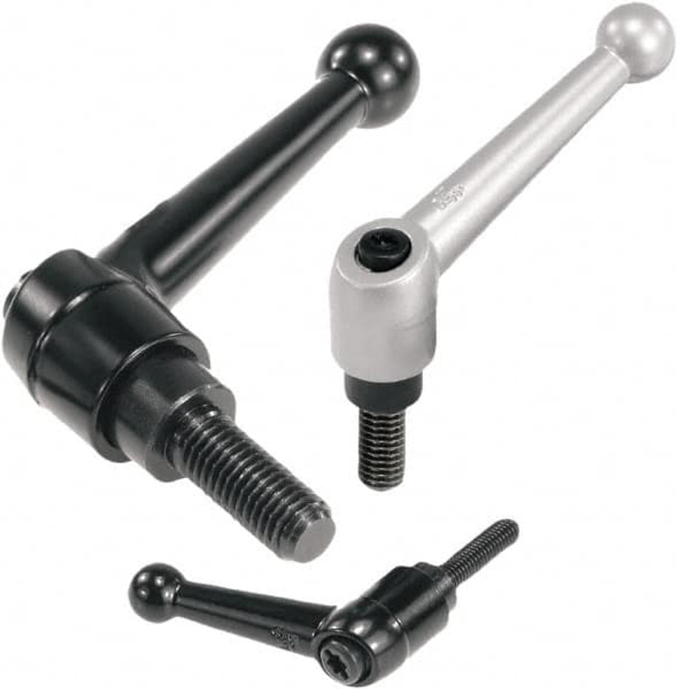 KIPP K0116.2A21X35 Threaded Stud Adjustable Clamping Handle: 1/4-20 Thread, Zinc, Black