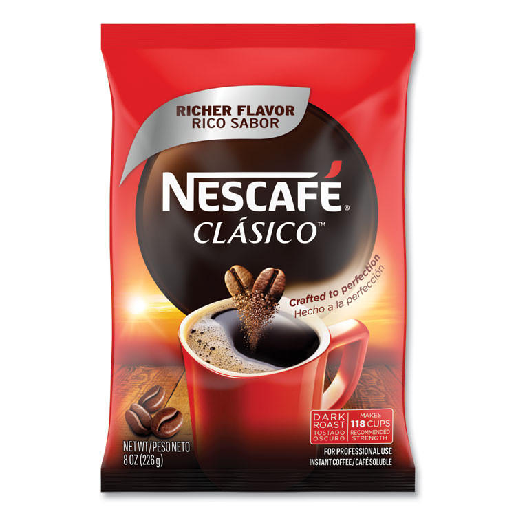 NESTLE Nescafé® 70948CT Clasico Dark Roast Instant Coffee, 8 oz, 12/Carton