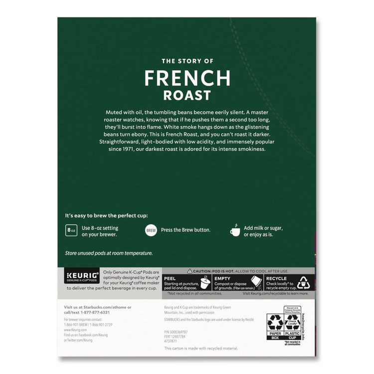 STARBUCKS COFFEE COMPANY 011111158 French Roast K-Cups, 24/Box