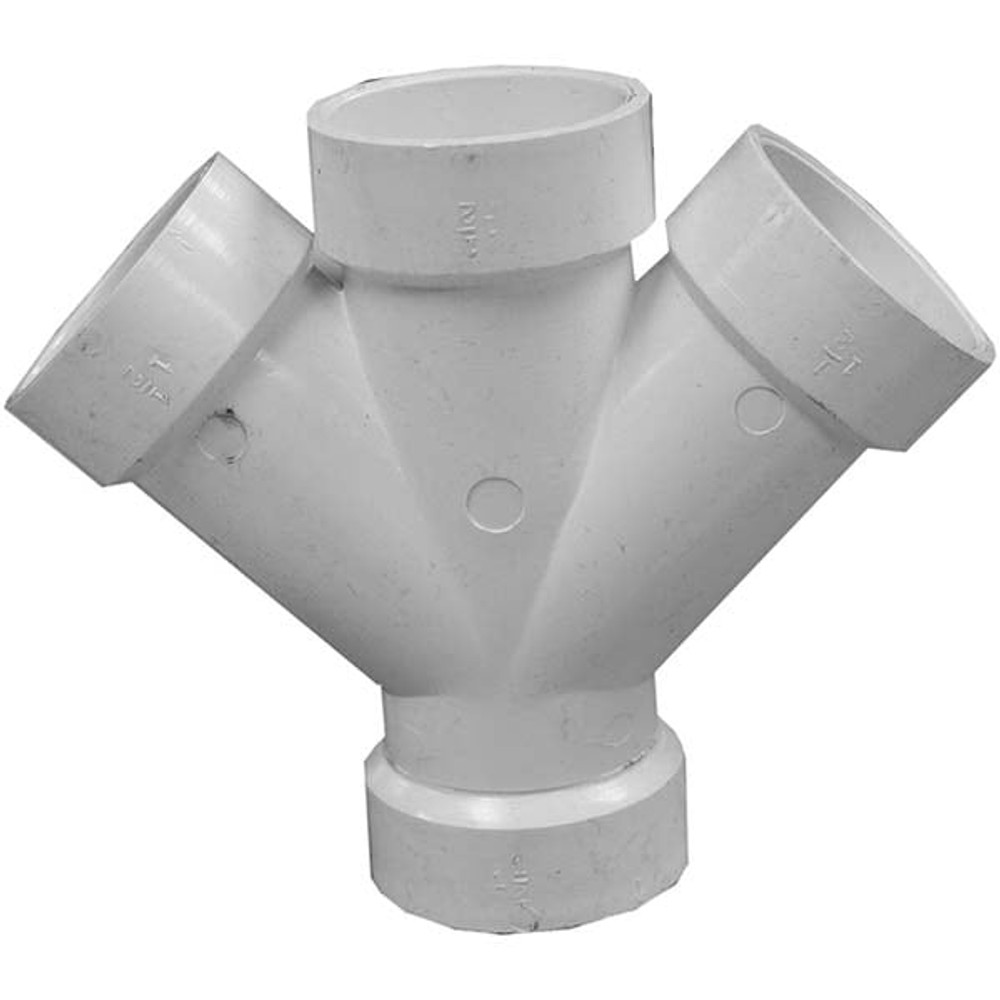 Jones Stephens PDY443 Drain, Waste & Vent Double Wye: 4 x 3" Fitting, Hub, Polyvinylchloride