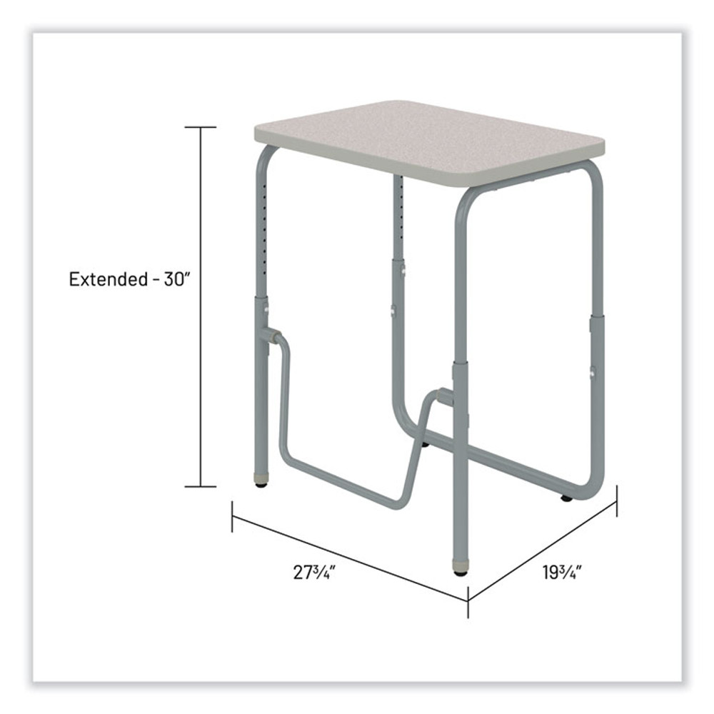 SAFCO PRODUCTS 1221GR AlphaBetter 2.0 Height-Adjustable Student Desk with Pendulum Bar, 27.75 x 19.75 x 22 to 30, Pebble Gray