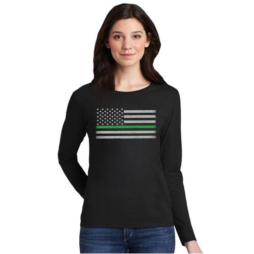 Thin Blue Line WOMEN-LS-CLASSIC-GREEN-BLACK-XXXL Women's - Long Sleeve Classic