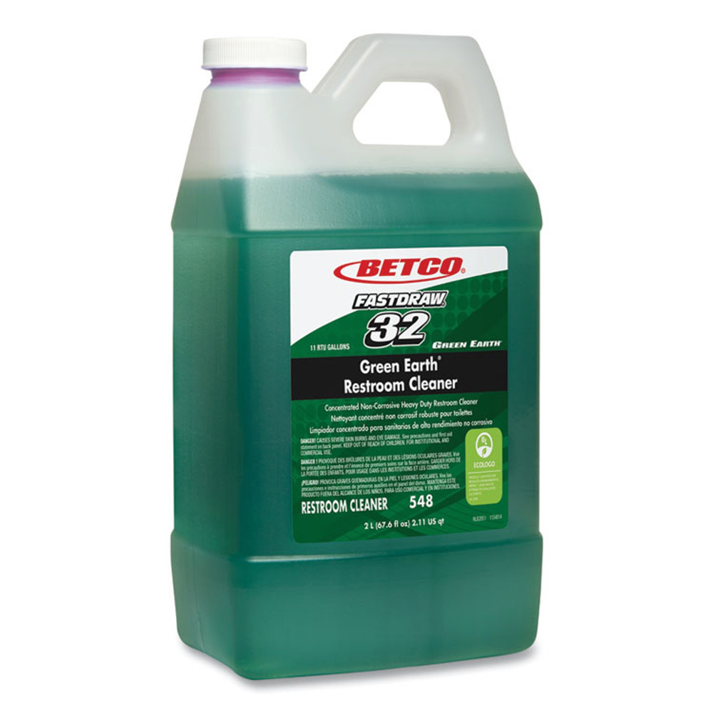 BETCO CORPORATION 5484700 Fastdraw 32 Green Earth Restroom Cleaner, Citrus Floral, 2 L Bottle, 4/Carton