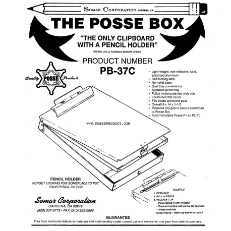 Posse Box PB37C-PC-WH Letter Size Bottom Opening Dual Compartment Clipboard Box