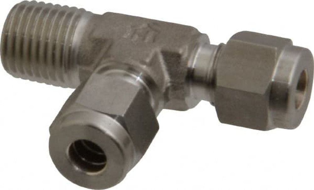 Ham-Let 3002303 Compression Tube Male Run Tee: 1/4" Thread, Compression x MNPT x Compression