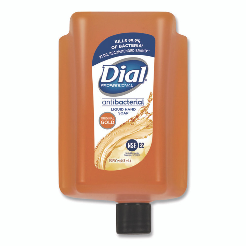 DIAL PROFESSIONAL 98561 Antibacterial Gold Liquid Hand Soap Refill for Versa Dispenser, Floral Scent, 15 oz, 6/Carton