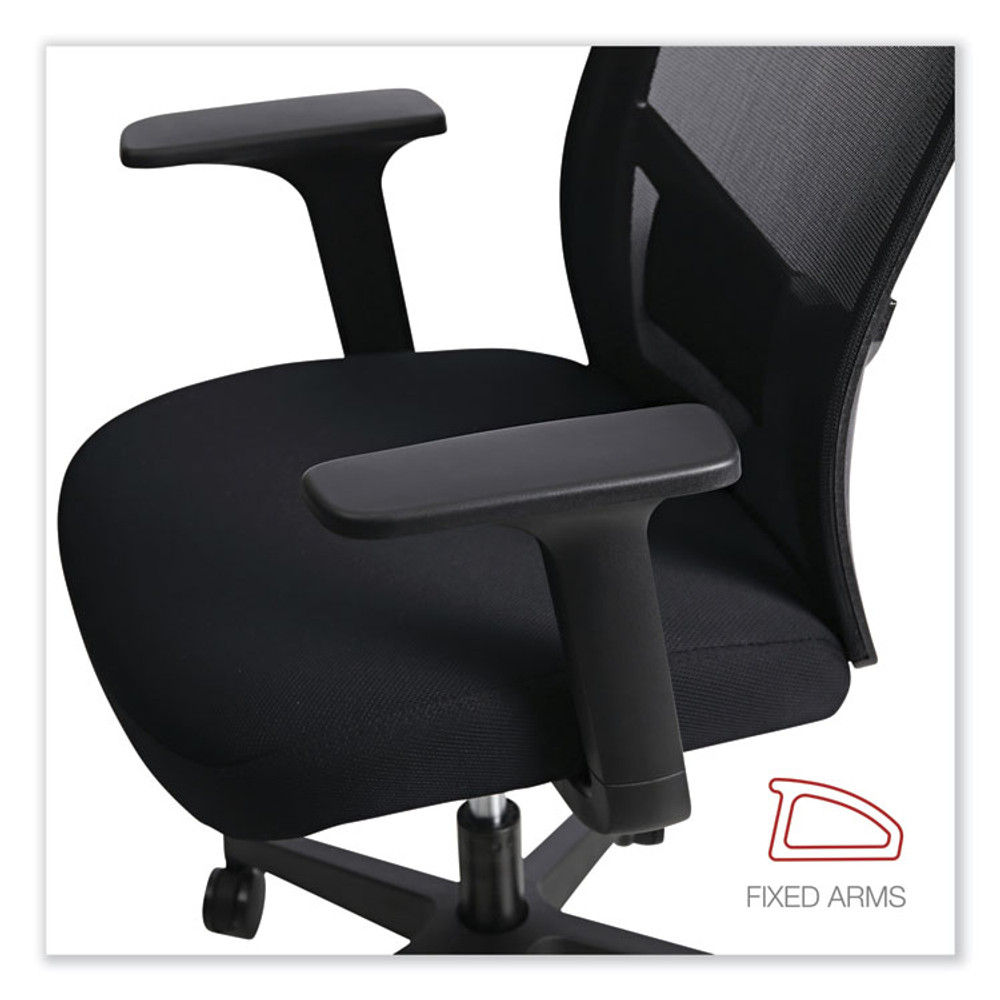 ALERA Workspace by WS42B17 Mesh Back Fabric Task Chair, Supports Up to 275 lb, 17.32" to 21.1" Seat Height, Black Seat, Black Back