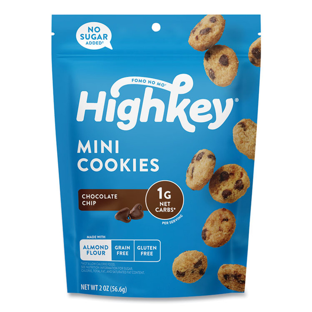 HIGHKEY 60000270 Chocolate Chip Cookies, 2 oz, Bag, 6/Carton