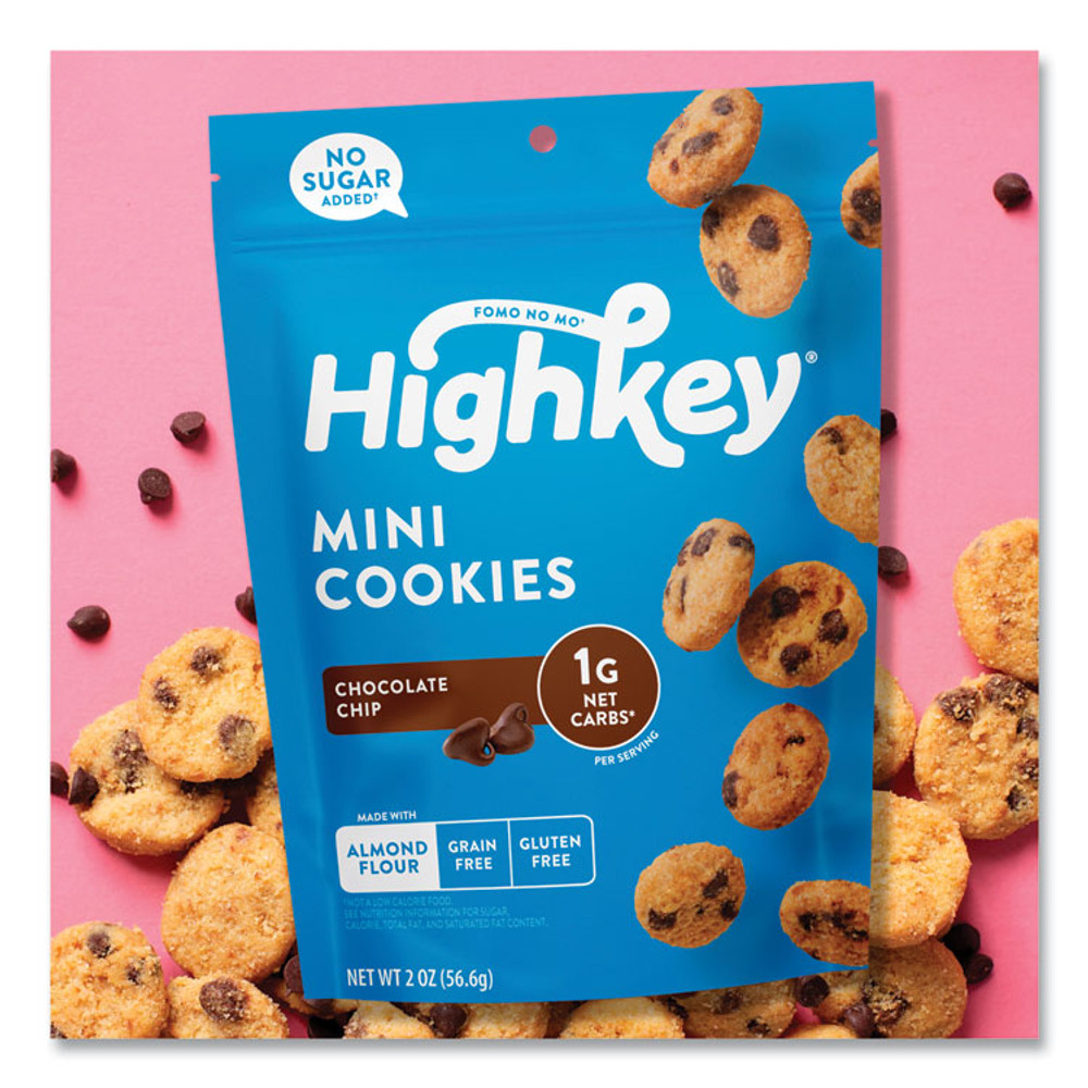 HIGHKEY 60000270 Chocolate Chip Cookies, 2 oz, Bag, 6/Carton