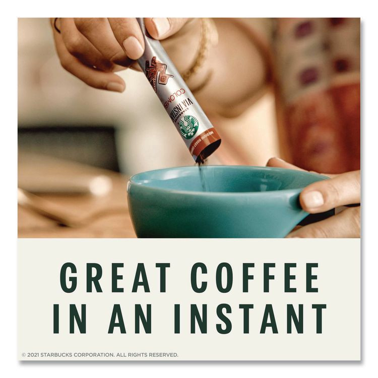 STARBUCKS COFFEE COMPANY 12407838CT VIA Ready Brew Coffee, 0.11 oz, Italian Roast, 8 Packets/Bag, 12 Bags/Carton