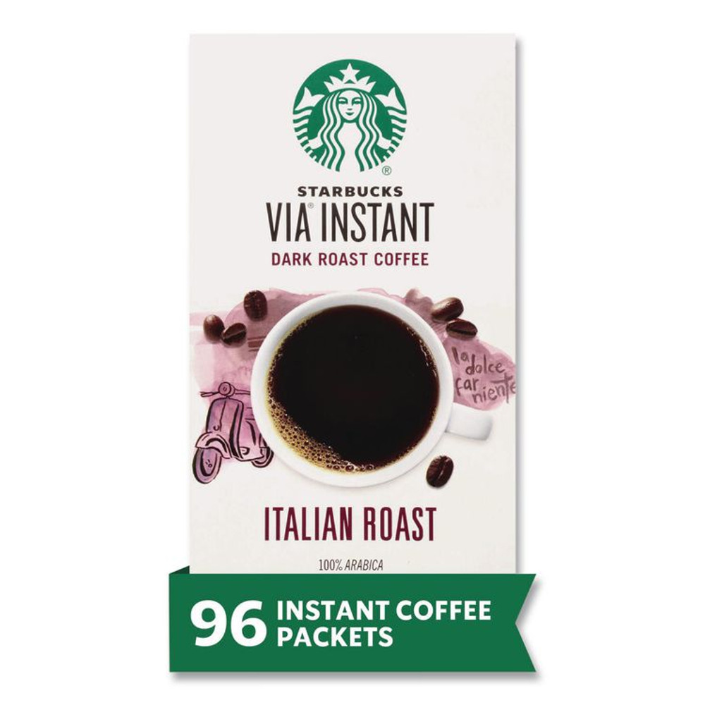 STARBUCKS COFFEE COMPANY 12407838CT VIA Ready Brew Coffee, 0.11 oz, Italian Roast, 8 Packets/Bag, 12 Bags/Carton