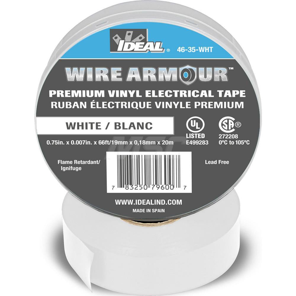 Ideal 46-35-WHT Vinyl Film Electrical Tape: 3/4" Wide, 66' Long, 7 mil Thick, White