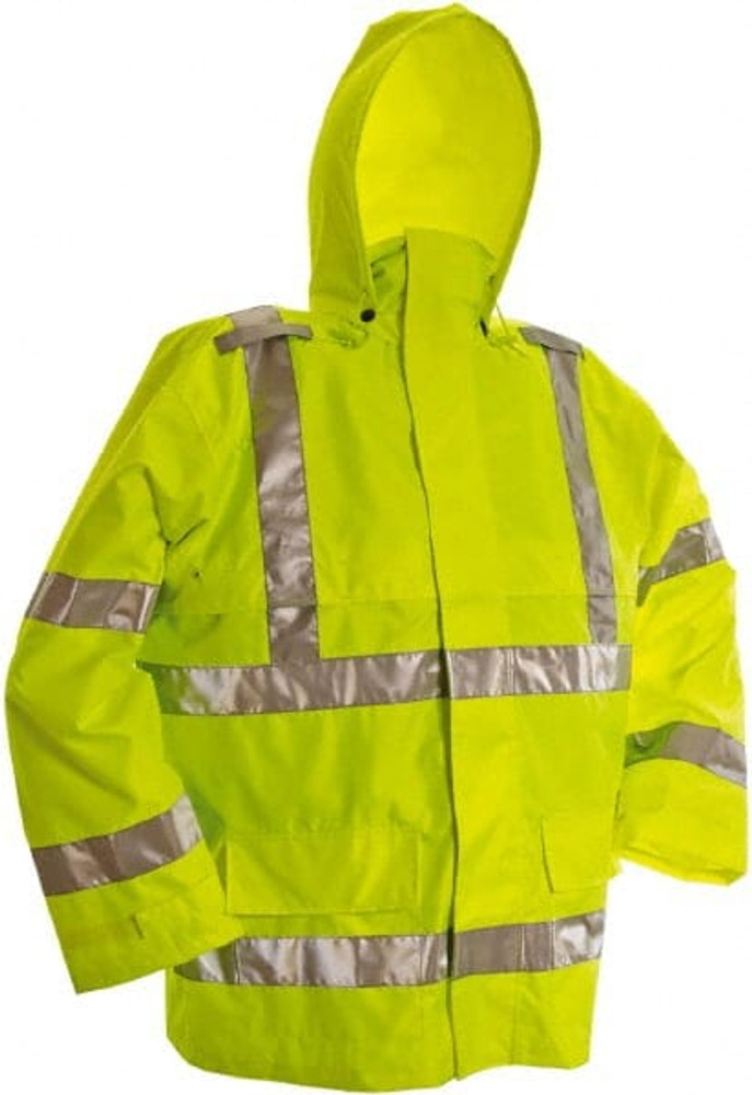 Viking D6323JG-XXXXL Rain Jacket: Size 4XL, ANSI/ISEA 107-2015, Green, Polyester