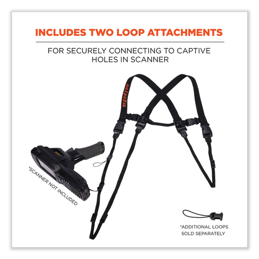 TENACIOUS HOLDINGS, INC. ergodyne® 19163 Squids 3132 Barcode Scanner Lanyard Harness, Small: 13" Arm Strap, 32" Long Lanyard Strap, Black