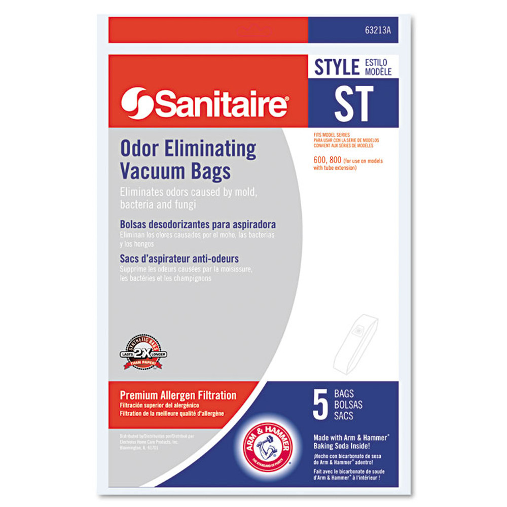 ELECTROLUX FLOOR CARE COMPANY Sanitaire® 63213B10CT Style ST Disposable Vacuum Bags for SC600 and SC800 Series, 5/Pack, 10 Packs/Carton