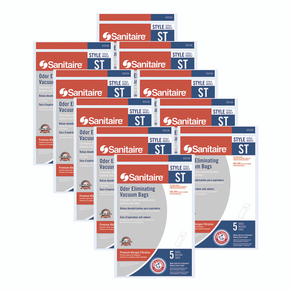 ELECTROLUX FLOOR CARE COMPANY Sanitaire® 63213B10CT Style ST Disposable Vacuum Bags for SC600 and SC800 Series, 5/Pack, 10 Packs/Carton