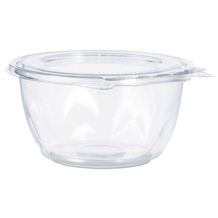DART CTR16BF SafeSeal Tamper-Resistant, Tamper-Evident Bowls with Flat Lid, 16 oz, 5.5" Diameter x 2.7" h, Clear, Plastic, 240/Carton