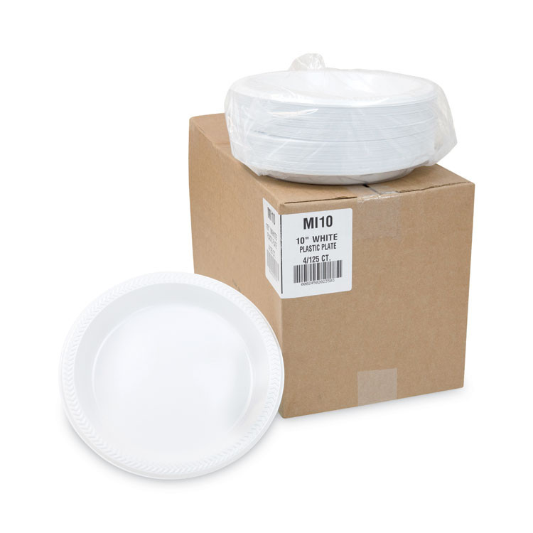 PACTIV EVERGREEN CORPORATION MI10 Meadoware Impact Plastic Dinnerware, Plate, 10.25" dia, White, 500/Carton