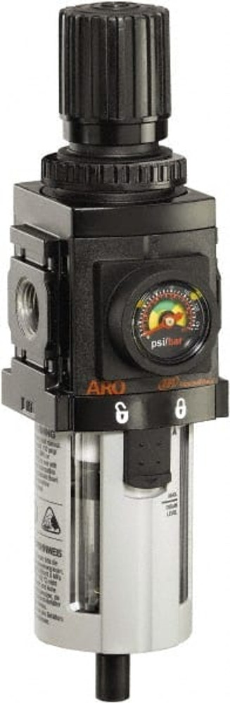 ARO/Ingersoll-Rand P39234-600 FRL Combination Unit: 3/8 NPT, Compact, 1 Pc Filter/Regulator with Pressure Gauge