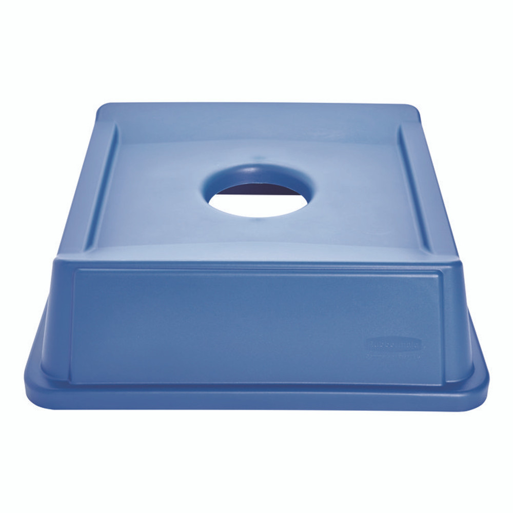 RUBBERMAID COMMERCIAL PROD. 2791 BLU Untouchable Bottle and Can Recycling Top, Round Opening, 20.13w x 20.13d x 6.25h, Blue