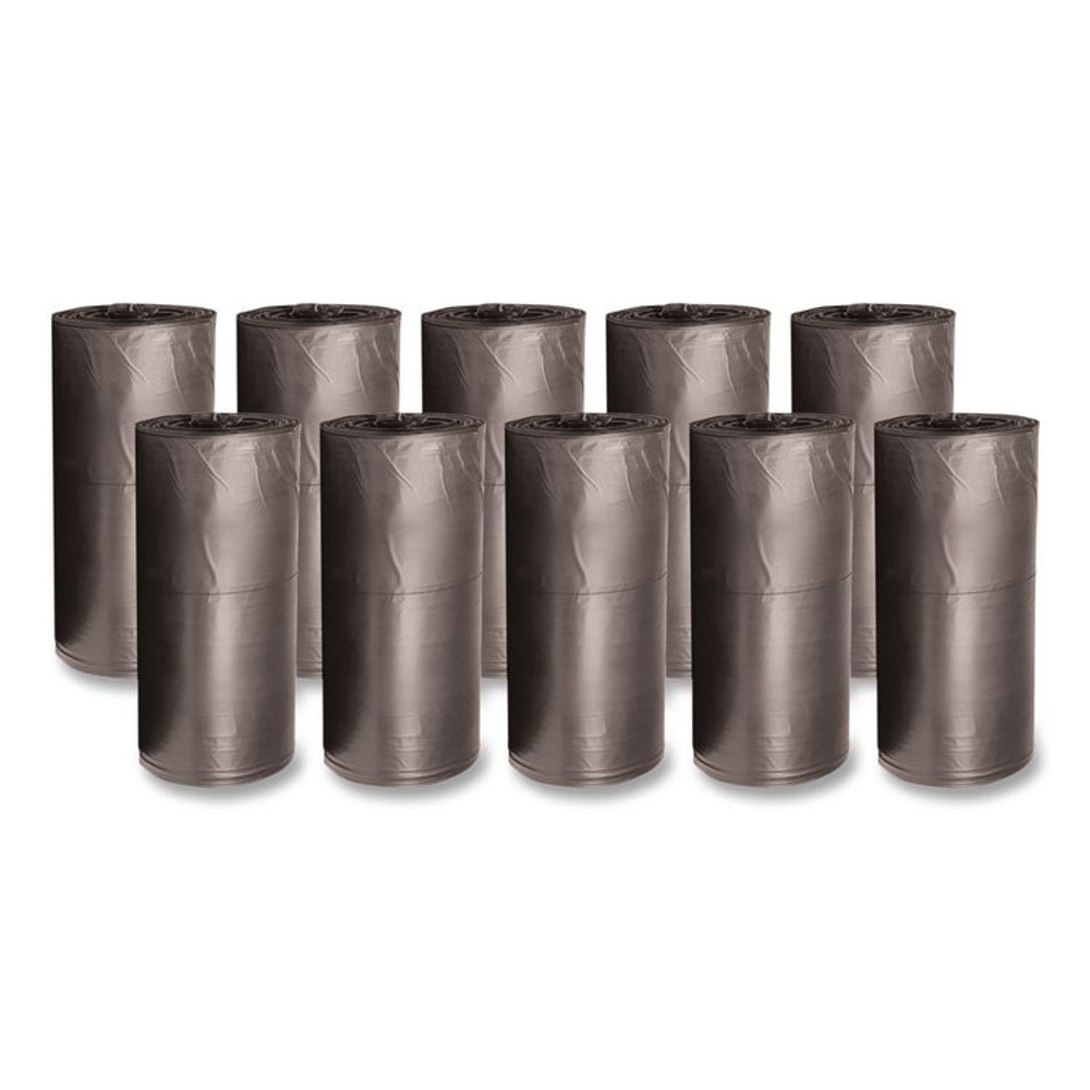 GEN 3858-20 Waste Can Liners, 60 gal, 40.64 mic, 38" x 58", Black, 10 Bags/Roll, 10 Rolls/Carton