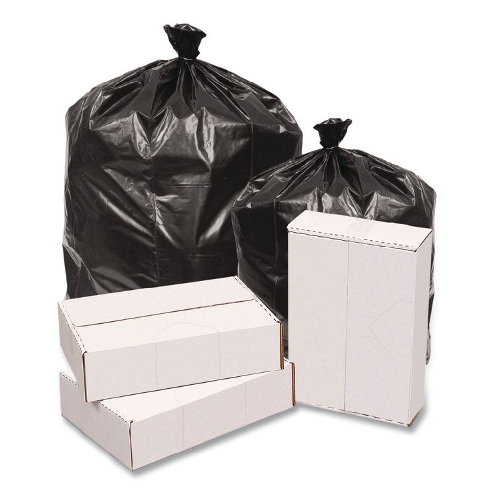 GEN 3858-20 Waste Can Liners, 60 gal, 40.64 mic, 38" x 58", Black, 10 Bags/Roll, 10 Rolls/Carton