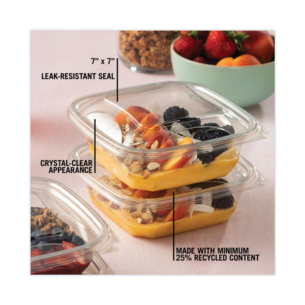 PACTIV EVERGREEN CORPORATION SACLD07 EarthChoice Recycled PET Container Lid, For 24-32 oz Container Bases, 7.38 x 7.38 x 0.82, Clear, Plastic, 300/Carton