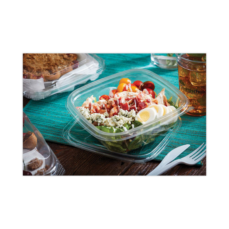 PACTIV EVERGREEN CORPORATION SACLD07 EarthChoice Recycled PET Container Lid, For 24 to 32 oz Container Bases, 7.37 x 7.37 x 0.83, Clear, Plastic, 300/Carton