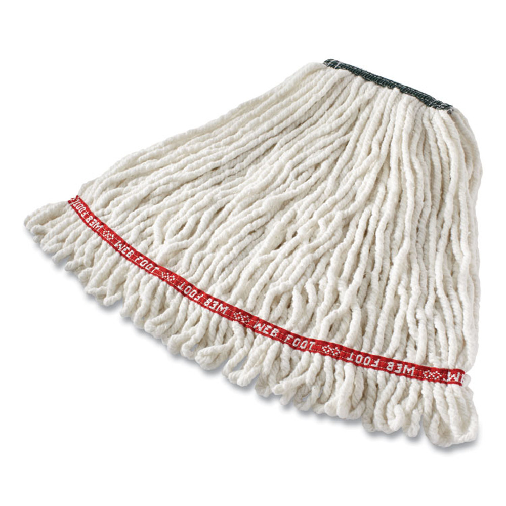 RUBBERMAID COMMERCIAL PROD. A21206WHI Web Foot Shrinkless Looped-End Wet Mop Head, Cotton/Synthetic, Medium, White