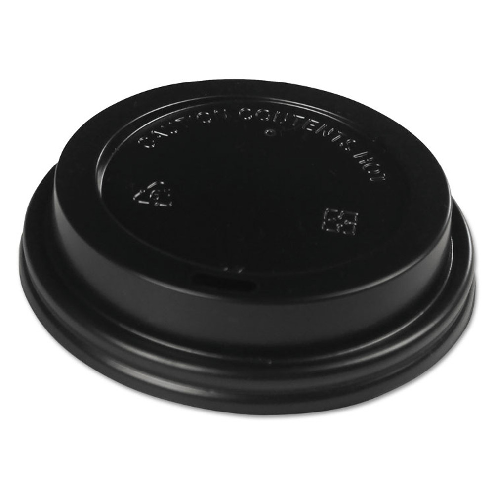 BOARDWALK HOTBL1020 Hot Cup Lids, Fits 10 oz to 20 oz Hot Cups, Black, 1,000/Carton